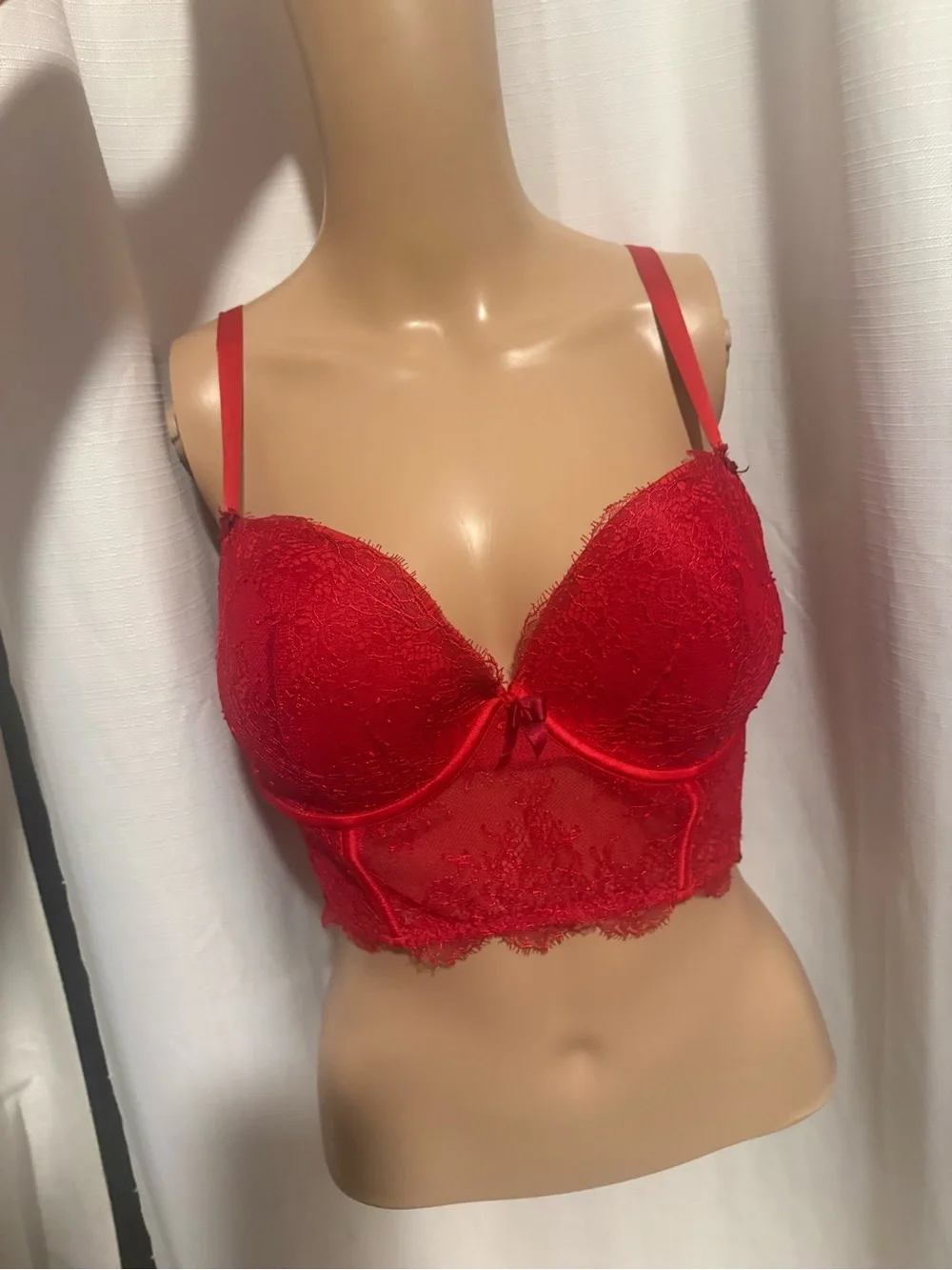Victoria Secret Very Sexy Red 36D Push-up Long Line bra Bustier Corset Sexy